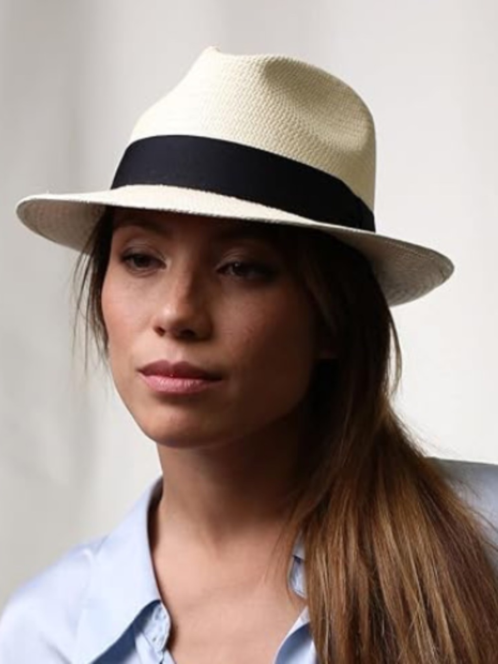 Cream & Black Adjustable Classic Panama Style Hat | S/M | & Dust Bag